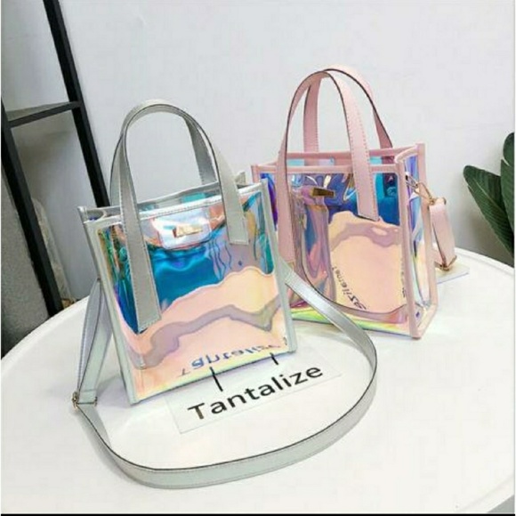 LAST 1!🎡Clear Blush Holographic Jelly Tote - Picture 4 of 6